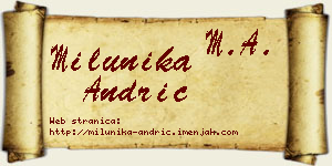Milunika Andrić vizit kartica
